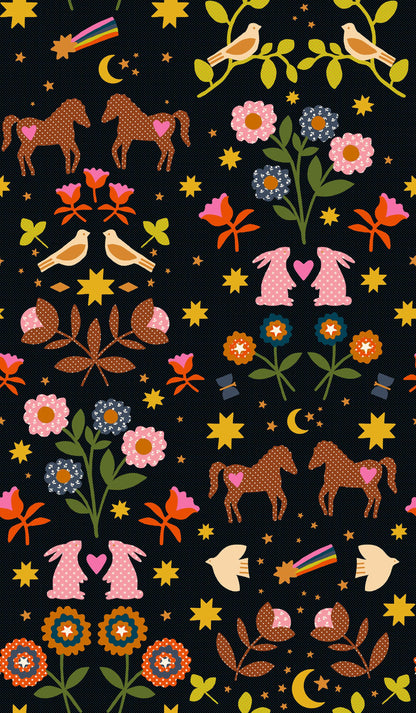 Mystic Fable Main Print Soft Black Fabric by Alexia Abegg for Ruby Star Society | Quilting Cotton Yardage | RS4144 17