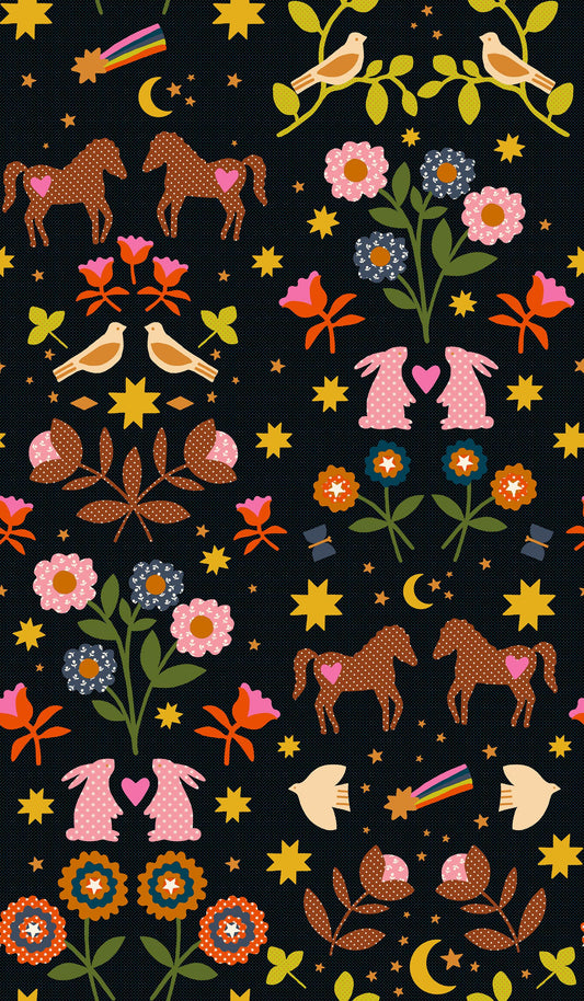 Mystic Fable Main Print Soft Black Fabric by Alexia Abegg for Ruby Star Society | Quilting Cotton Yardage | RS4144 17