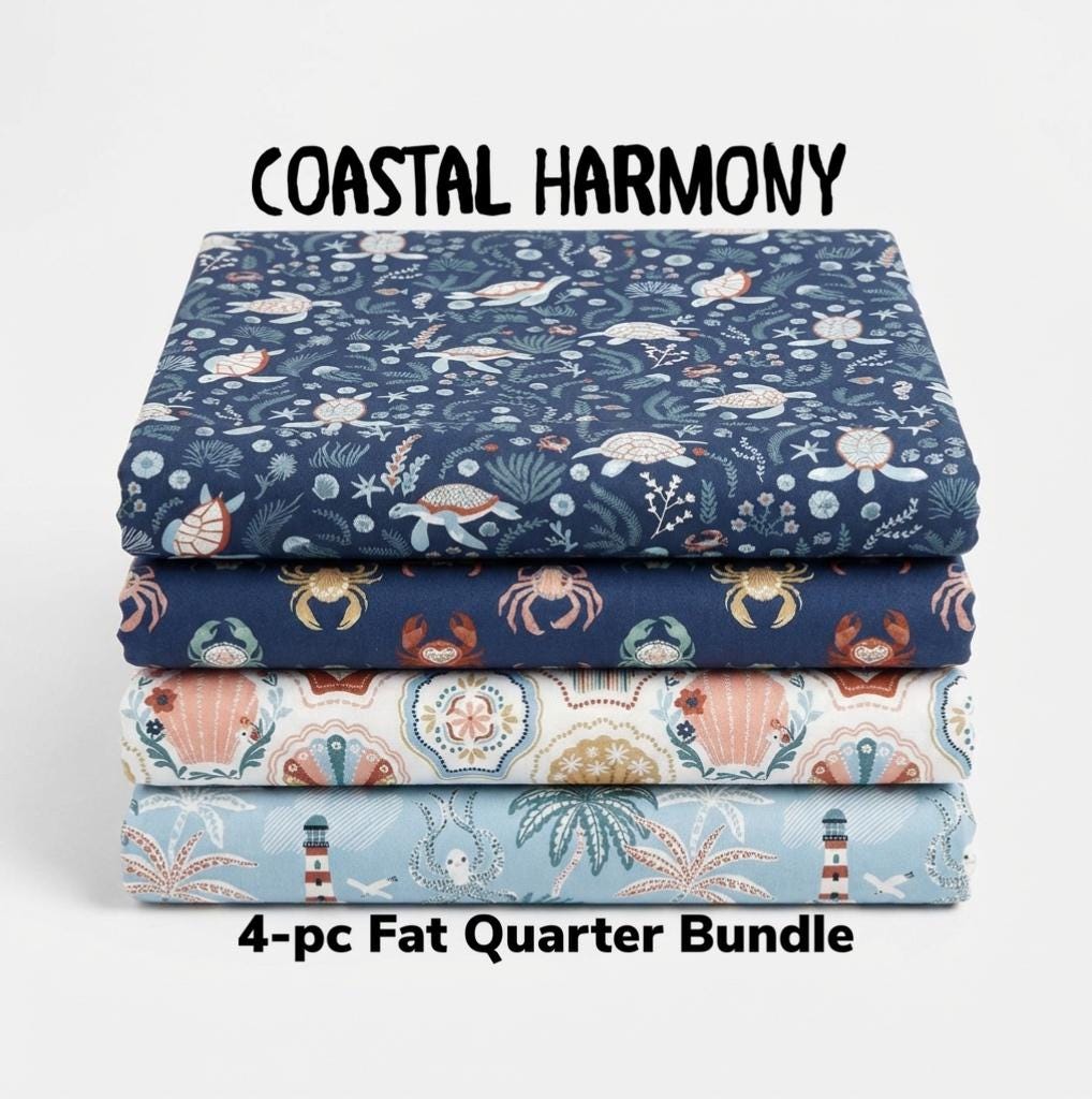 Shell We Dance? – Coastal Harmony Bundle (4-Piece Fat Quarter Bundle)