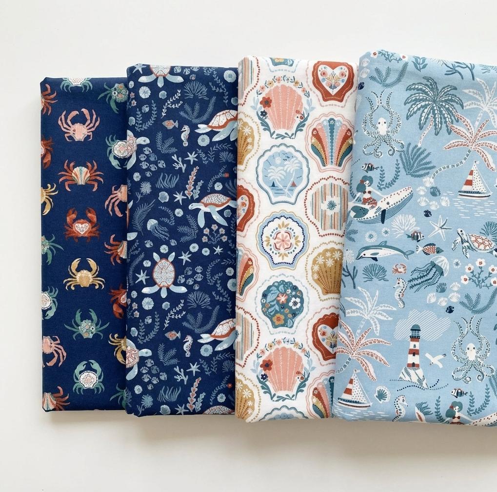 Shell We Dance? – Coastal Harmony Bundle (4-Piece Fat Quarter Bundle)