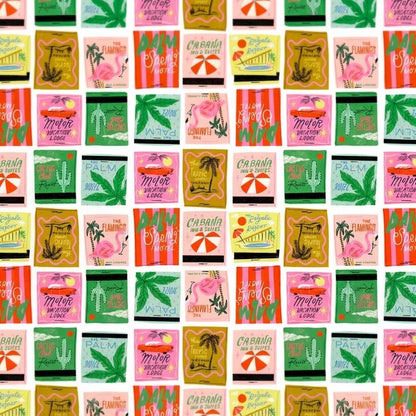 Retro Motel Fabric Multi | Paradise Royale by Faye Guanipa Dear Stella | Palm Springs Vacation Cotton Fabric Flamingo Travel Fabric