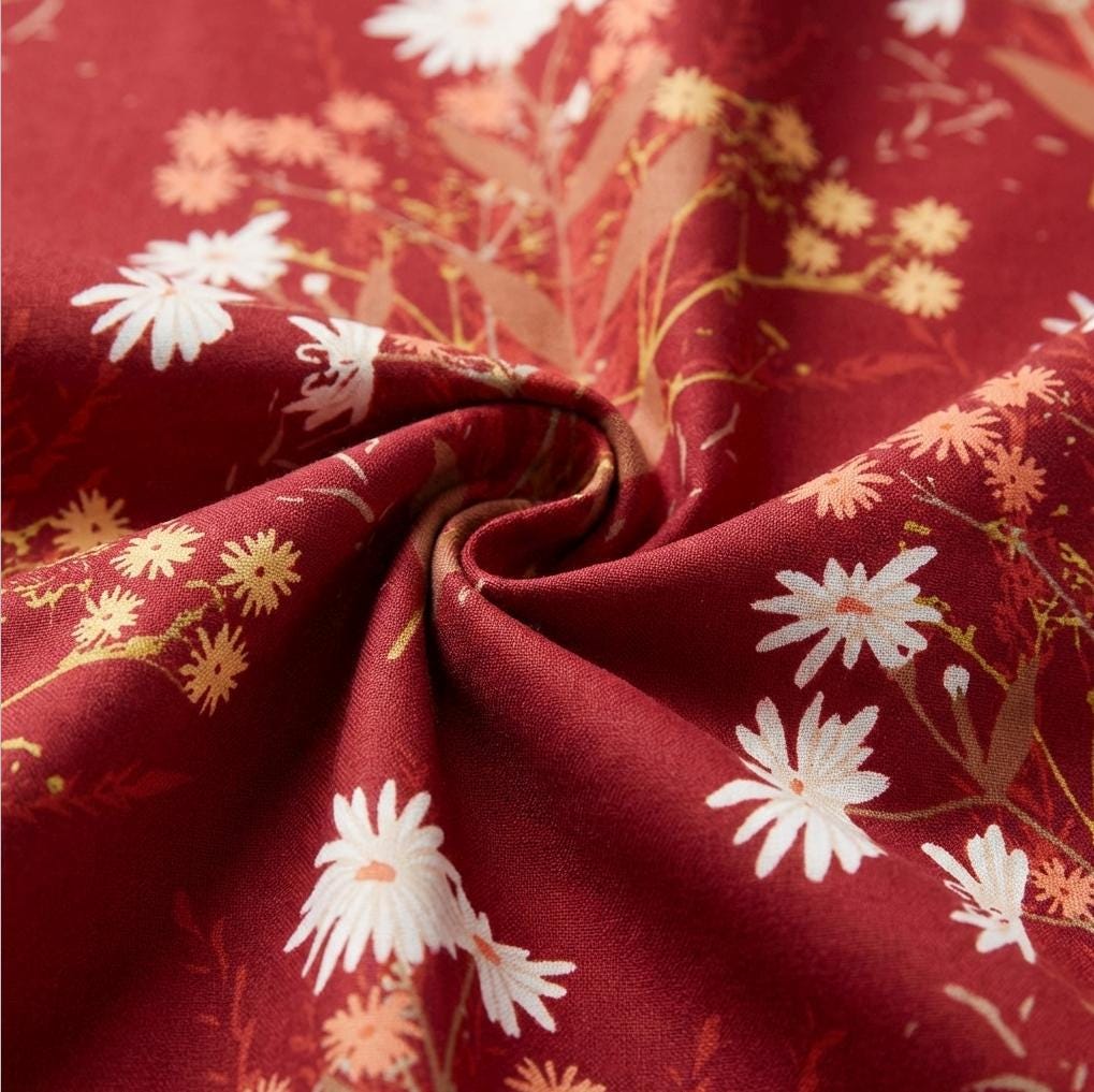 Summer’s Bounty Red Floral Fabric | Art Gallery Fabrics Summer Homestead | Rustic Wildflower Quilting Cotton by the Yard