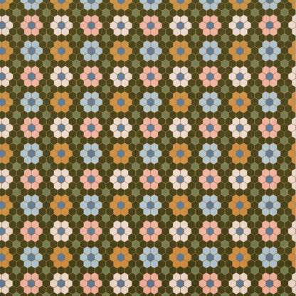 Flowercomb Fabric Honeycomb Floral | Summer Homestead by Sewcial Bee Collective | Art Gallery Fabrics Geometric Floral Cotton Fabric