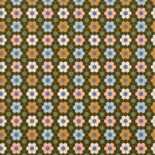 Flowercomb Fabric Honeycomb Floral | Summer Homestead by Sewcial Bee Collective | Art Gallery Fabrics Geometric Floral Cotton Fabric