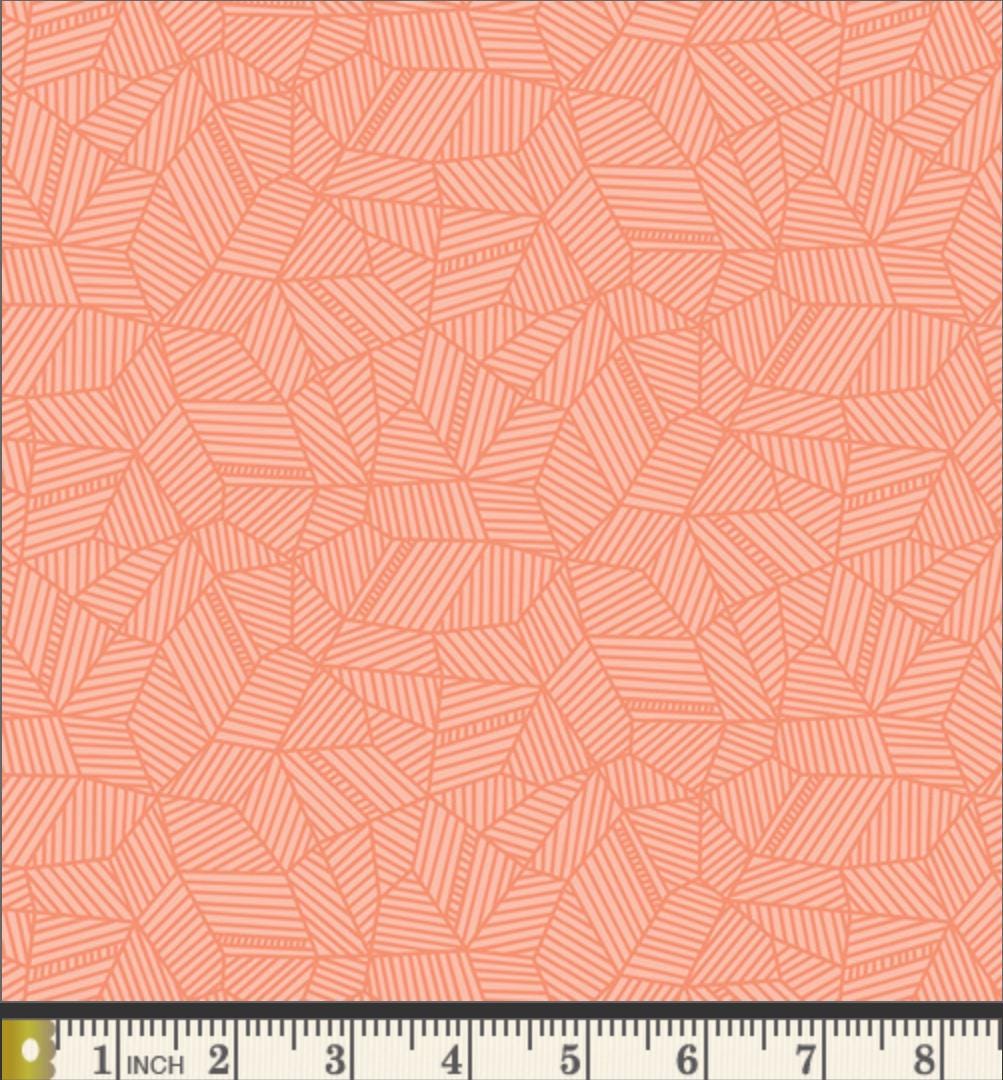 Bountiful Fields Coral Fabric | Summer Homestead by Sewcial Bee Collective | Art Gallery Fabrics Geometric Blender Cotton Fabric