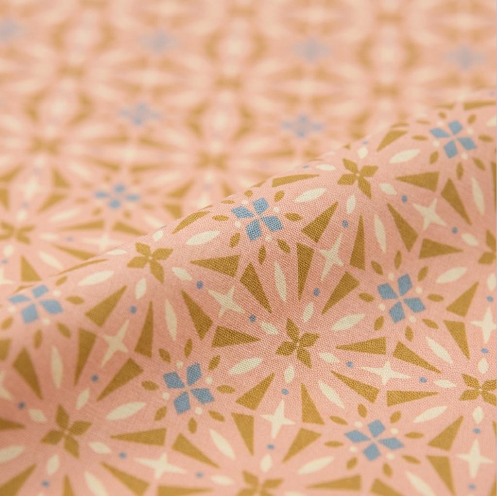 Farmhouse Kitchen Fabric Blush Tile | Summer Homestead by Sewcial Bee Collective | Art Gallery Fabrics Geometric Farmhouse Cotton Fabric