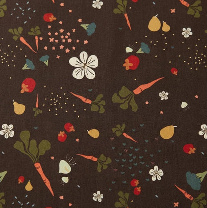 Market Medley Fabric Brown Farm Print | Summer Homestead by Sewcial Bee Collective | Art Gallery Fabrics Vegetable Floral Cotton Fabric