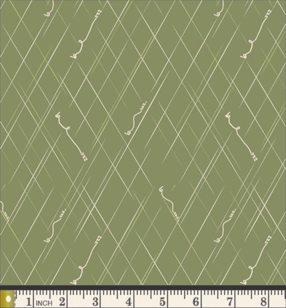 Bee Line Fabric Green Plaid Bee Stripe Print | Summer Homestead by Sewcial Bee Collective | Art Gallery Fabrics Cotton Fabric