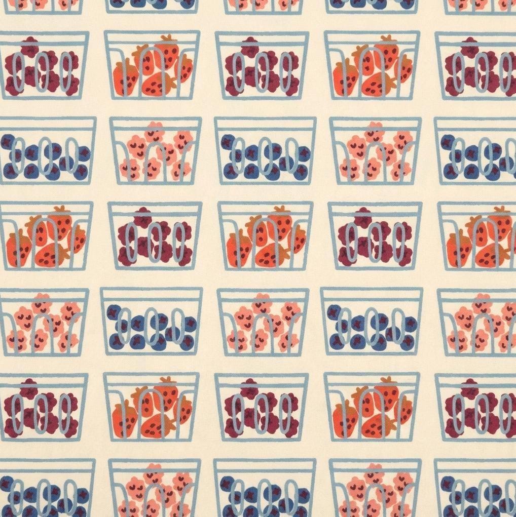 Picking Berries Fabric Strawberry Blueberry Containers Print | Summer Homestead by Sewcial Bee Collective, Art Gallery Fabrics Cotton Fabric