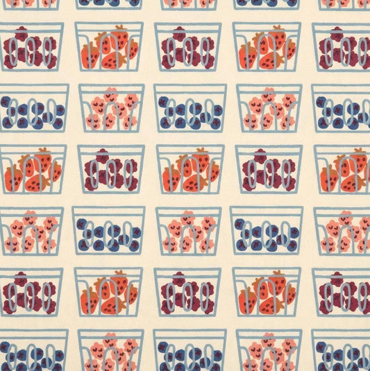 Picking Berries Fabric Strawberry Blueberry Containers Print | Summer Homestead by Sewcial Bee Collective, Art Gallery Fabrics Cotton Fabric