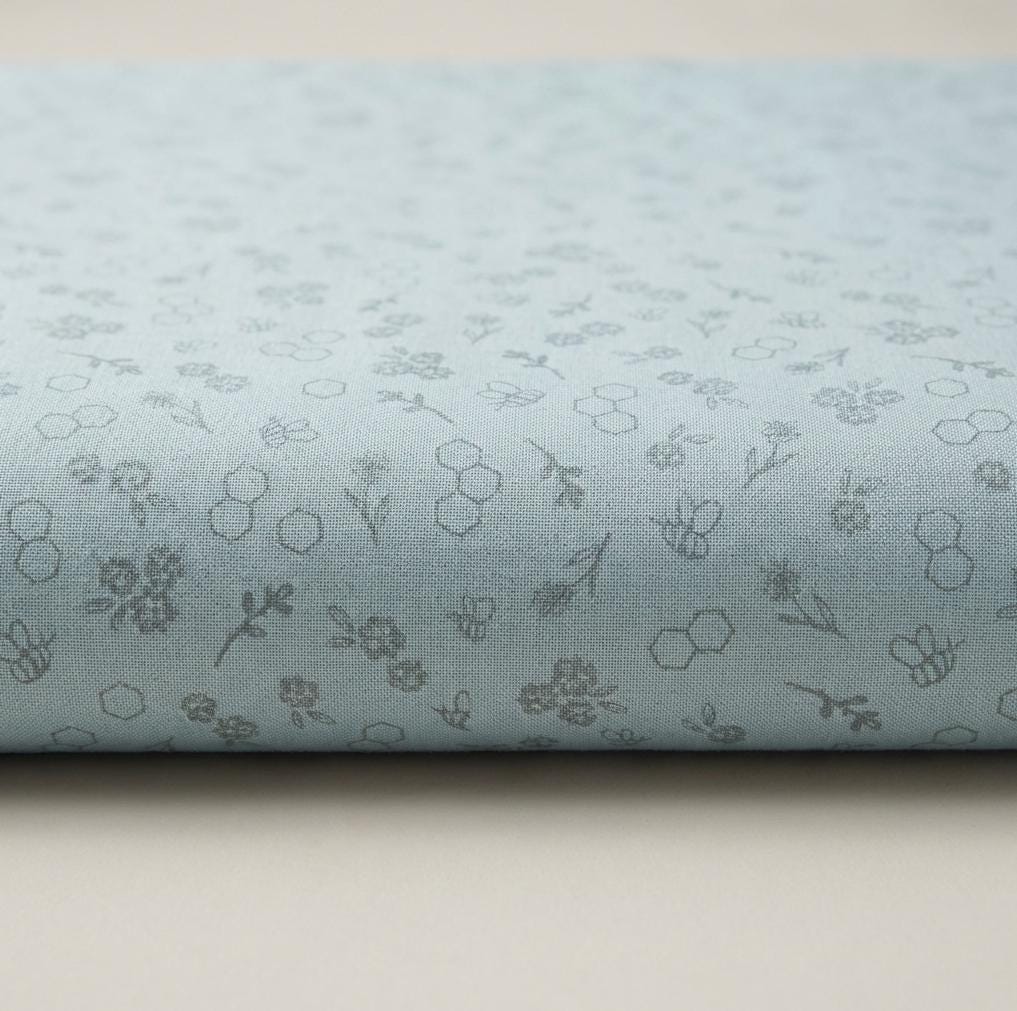 Bumble & Bloom Sky Fabric Bee Floral Low Volume Print | Summer Homestead by Sewcial Bee Collective | Art Gallery Fabrics Cotton Fabric