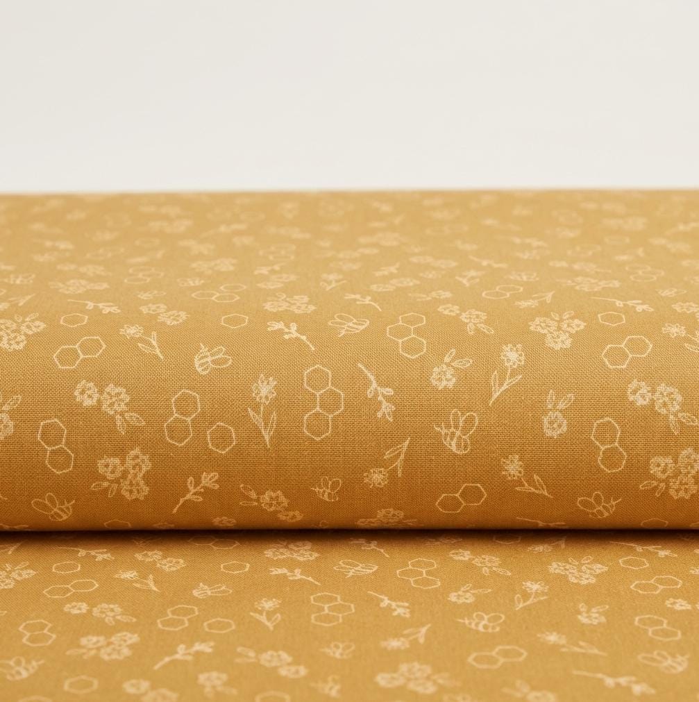 Bumble & Bloom Honey Fabric Bee Floral Blender Print | Summer Homestead by Sewcial Bee Collective | Art Gallery Fabrics Cotton Fabric