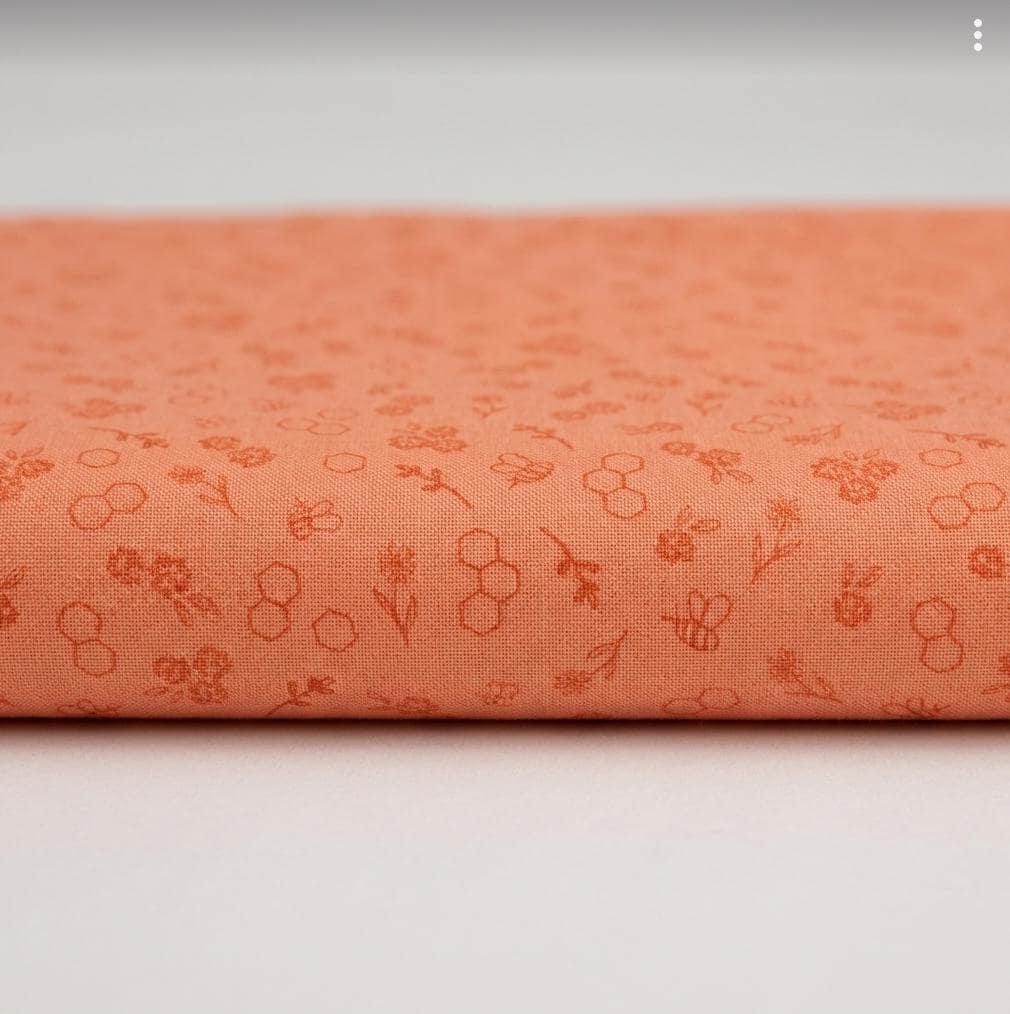 Bumble & Bloom Carrot Fabric Bee Floral Blender Print | Summer Homestead by Sewcial Bee Collective | Art Gallery Fabrics Cotton Fabric