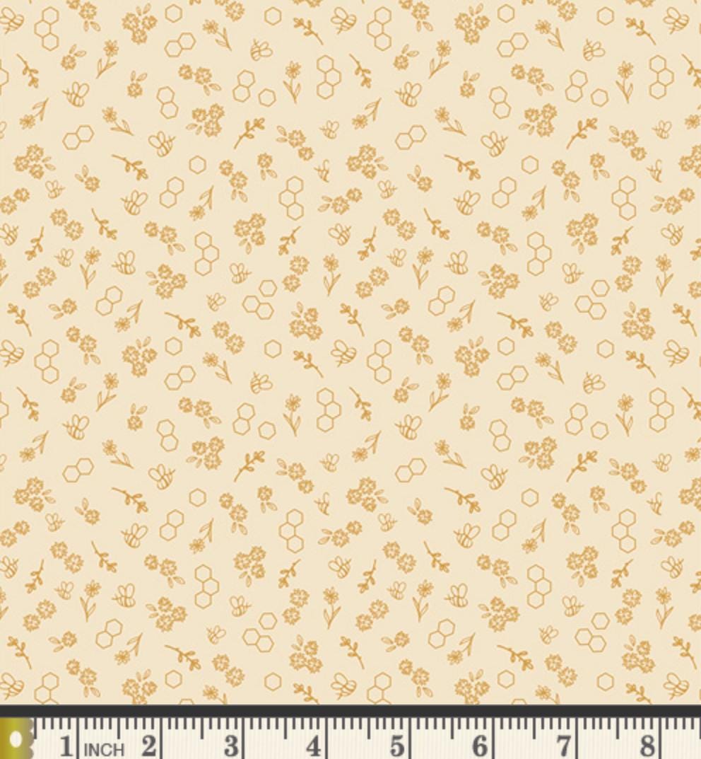 Bumble & Bloom Vanilla Fabric Low Volume Bee Floral Print | Summer Homestead by Sewcial Bee Collective | Art Gallery Fabrics Cotton Fabric