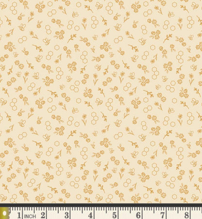 Bumble & Bloom Vanilla Fabric Low Volume Bee Floral Print | Summer Homestead by Sewcial Bee Collective | Art Gallery Fabrics Cotton Fabric