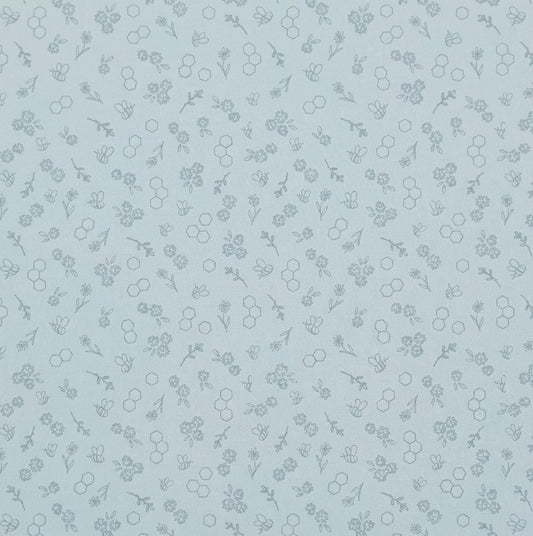 Bumble & Bloom Sky Fabric Bee Floral Low Volume Print | Summer Homestead by Sewcial Bee Collective | Art Gallery Fabrics Cotton Fabric