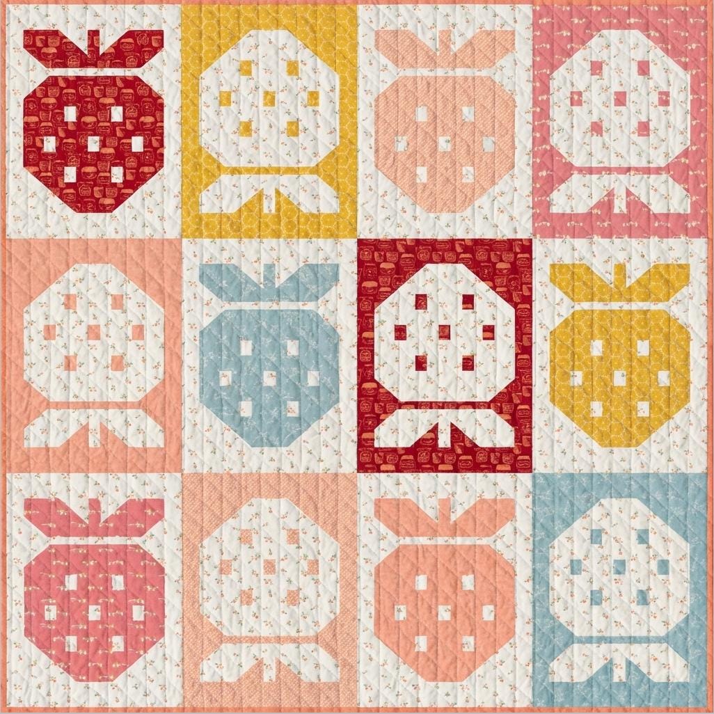 Summerberry Quilt Kit, Summer Homestead Quilt Top Kit, Strawberry Quilt Kit, Art Gallery Fabrics Sewcial Bee Collective, Beginner Quilt Kit