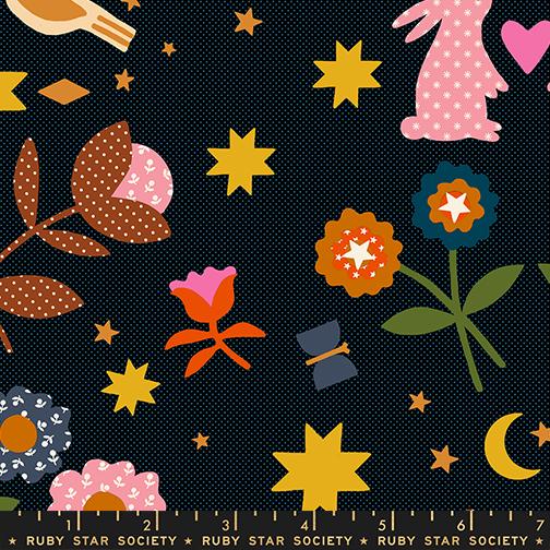 Mystic Fable Main Print Soft Black Fabric by Alexia Abegg for Ruby Star Society | Quilting Cotton Yardage | RS4144 17