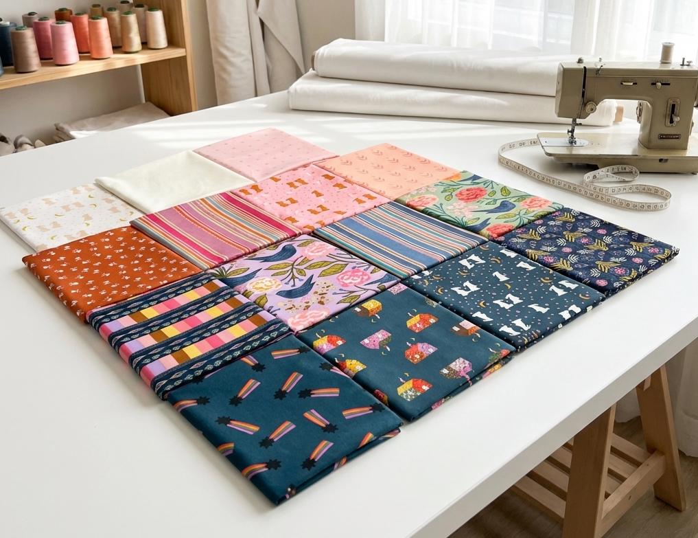 Mystery Fawn Midnight Aviary Fat Quarter Bundle – 15 Piece Curated Fabric Bundle – AGF Starling + Mystic Fable Dark Quilting Cotton