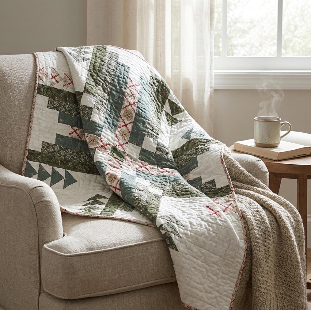 Tall Pines Quilt Kit – Quilt Top + Binding + Pattern – Sharon Holland – Art Gallery Fabrics Spruce – Modern Forest Quilt Kit – Limited