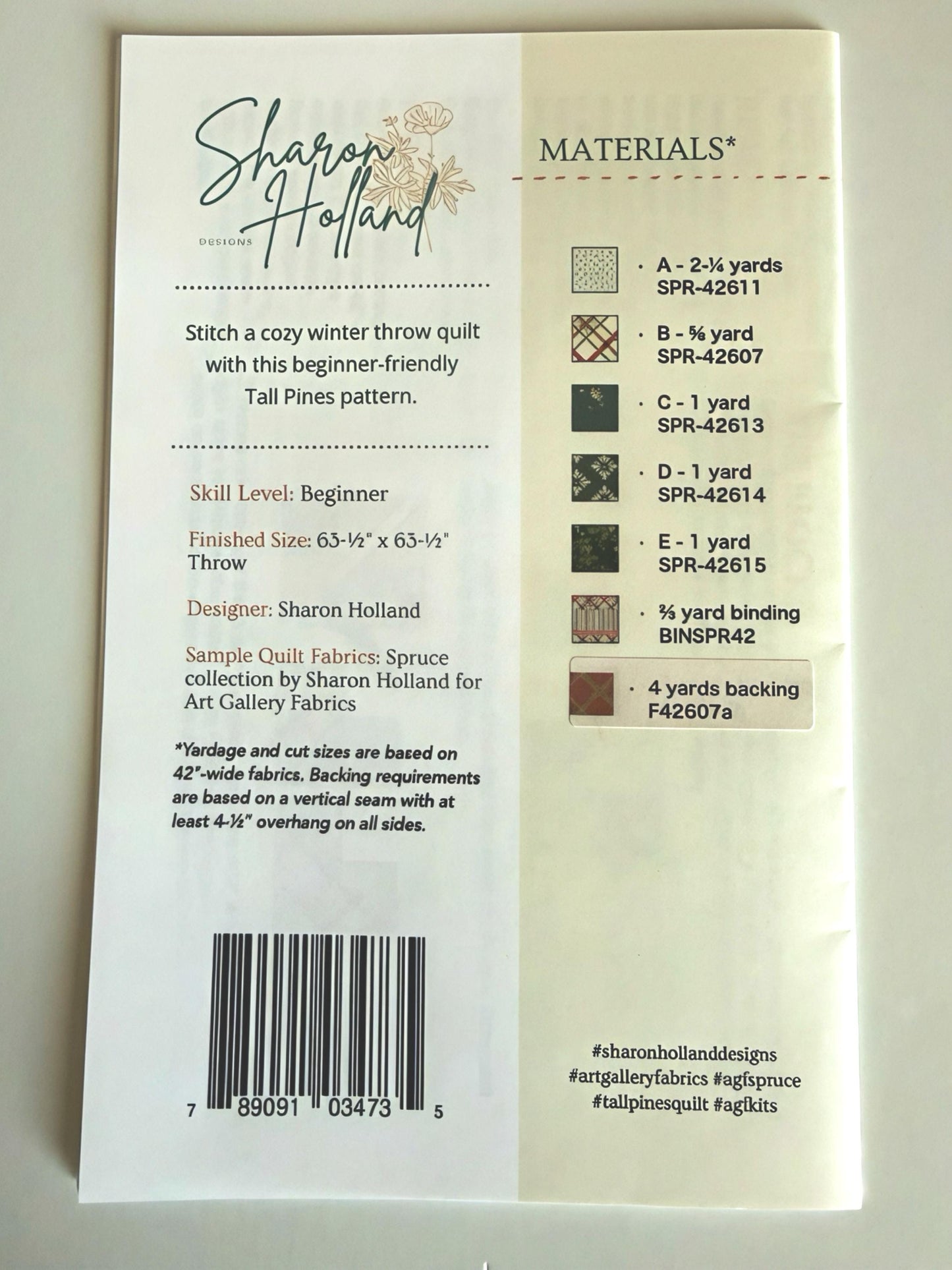 Tall Pines Quilt Kit – Quilt Top + Binding + Pattern – Sharon Holland – Art Gallery Fabrics Spruce – Modern Forest Quilt Kit – Limited