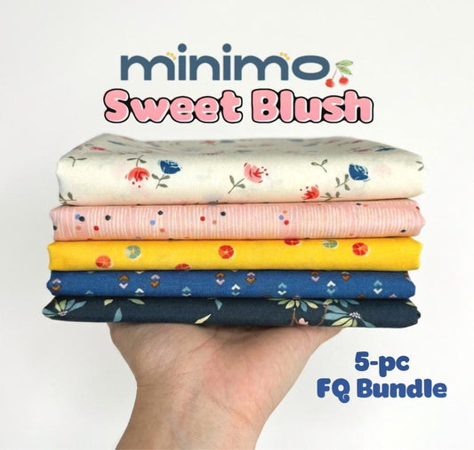 Minimo Sweet Blush Fabric Bundle – Soft Pink Cream Quilt Fabrics – 5 Piece Fat Quarter Set – Floral Cotton Bundle