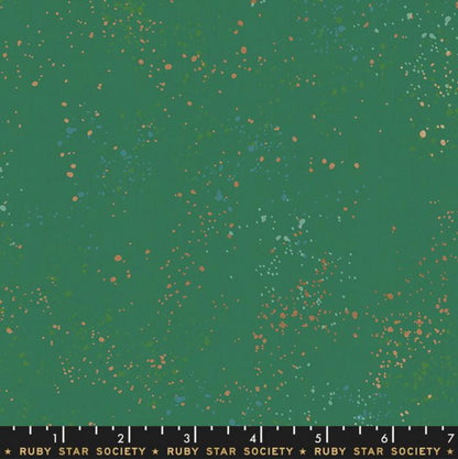Speckled Metallic Emerald Green Fabric RS5027 74M Ruby Star Society Rashida Coleman Hale Dark Green Gold Speckles Quilting Cotton Yardage