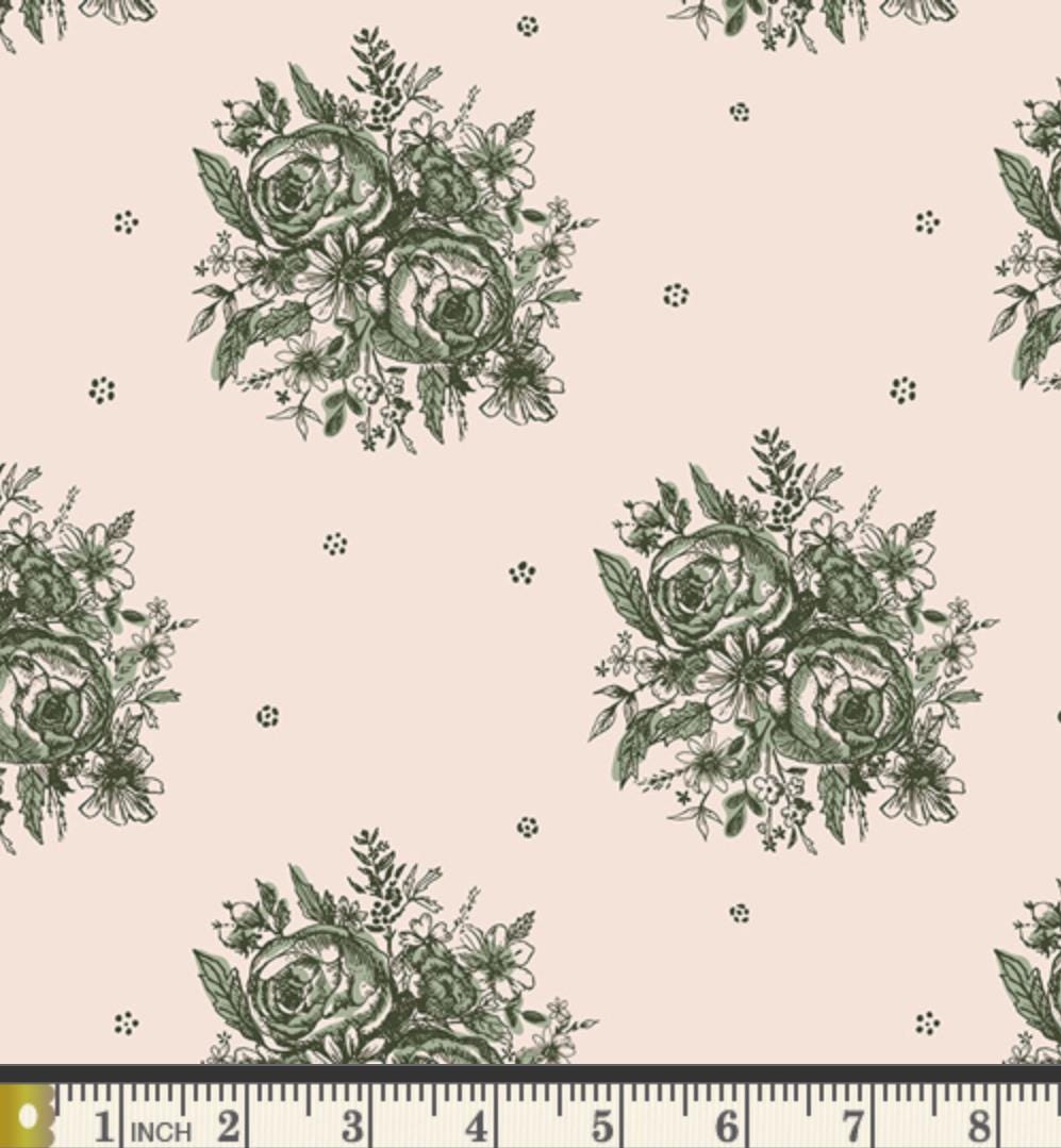 Etched in Tradition Fabric Green Floral SPR-42609