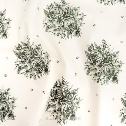 Etched in Tradition Fabric Green Floral SPR-42609