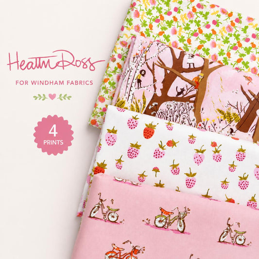 Heather Ross Fabric Bundle, Whimsical Storybook 4 Print Bundle, Windham Fabrics, Fat Quarter or Half Yard Bundle, Nursery Quilt Fabric