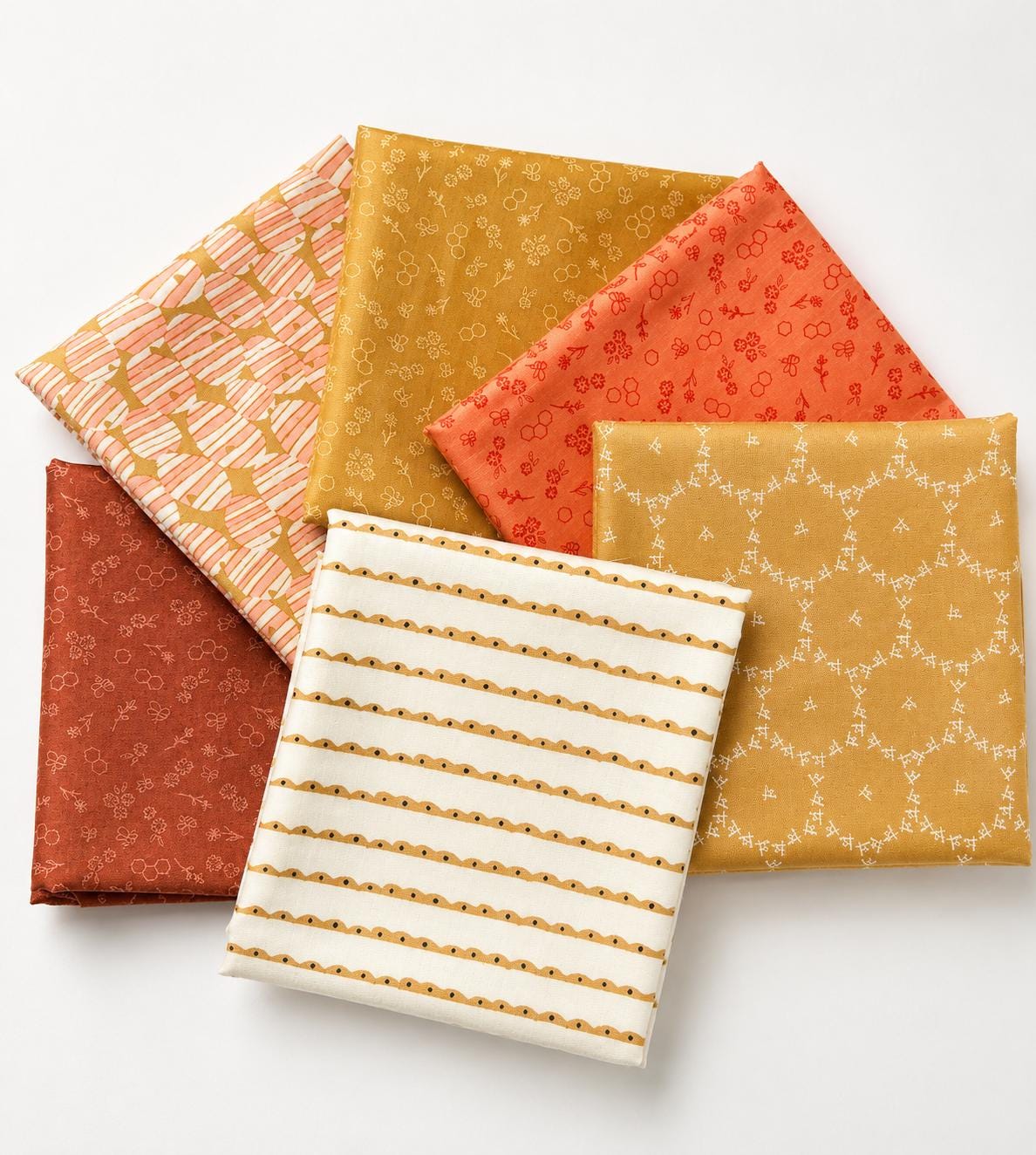 Summer Homestead Honeycomb Harvest Fabric Bundle, 6pc Fat Quarter Bundle, Sewcial Bee Collective, AGF, Honey Bee Quilt Fabric