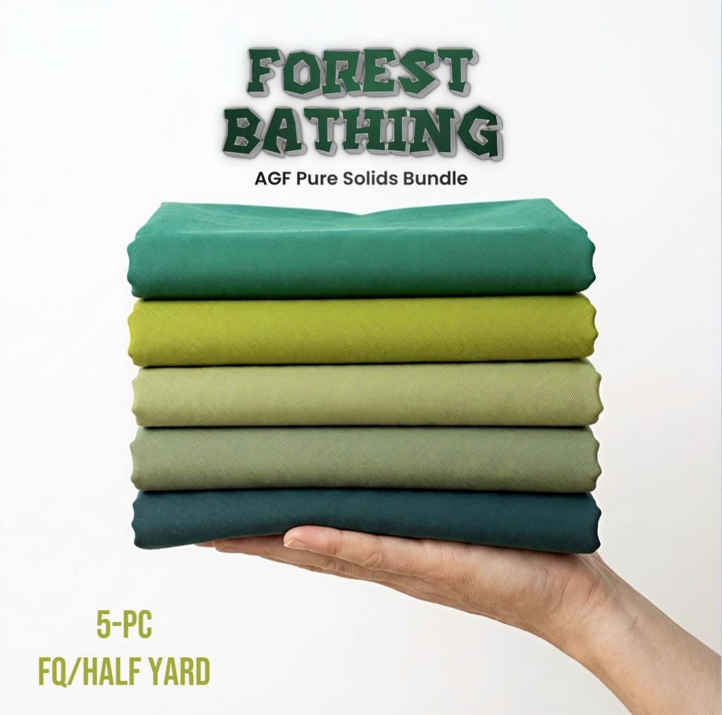 Forest Bathing Solid Fabric Bundle, AGF Pure Solids, Green Fabric Bundle, Fat Quarter Bundle, Half Yard Bundle, Quilting Cotton