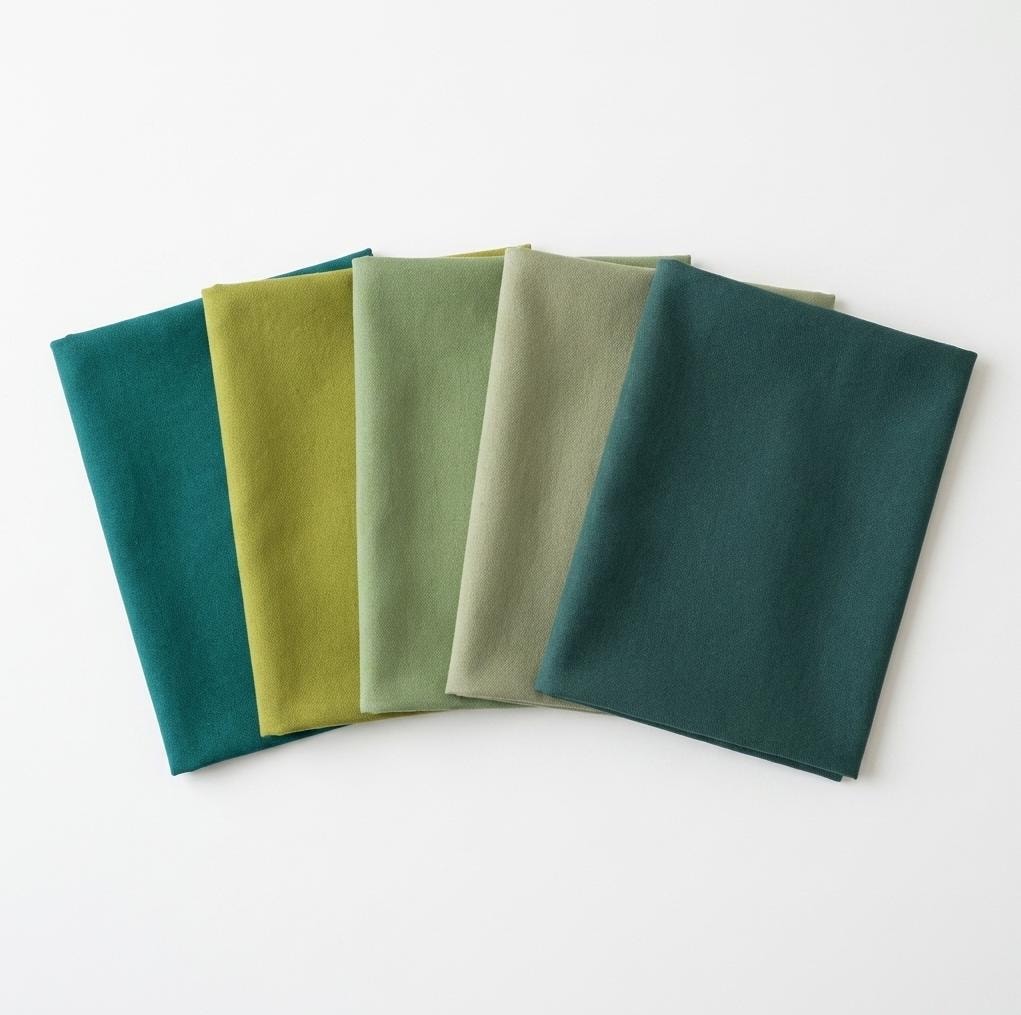 Forest Bathing Solid Fabric Bundle, AGF Pure Solids, Green Fabric Bundle, Fat Quarter Bundle, Half Yard Bundle, Quilting Cotton