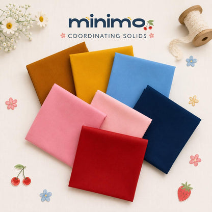 Minimo Coordinating AGF Pure Solids Bundle | 7 Piece Cotton Fabric Set | Fat Quarter or Half Yard Quilt Coordinates