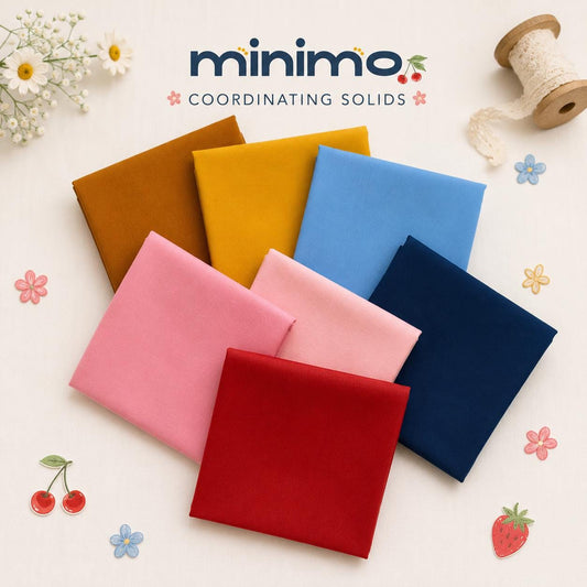 Minimo Coordinating AGF Pure Solids Bundle | 7 Piece Cotton Fabric Set | Fat Quarter or Half Yard Quilt Coordinates