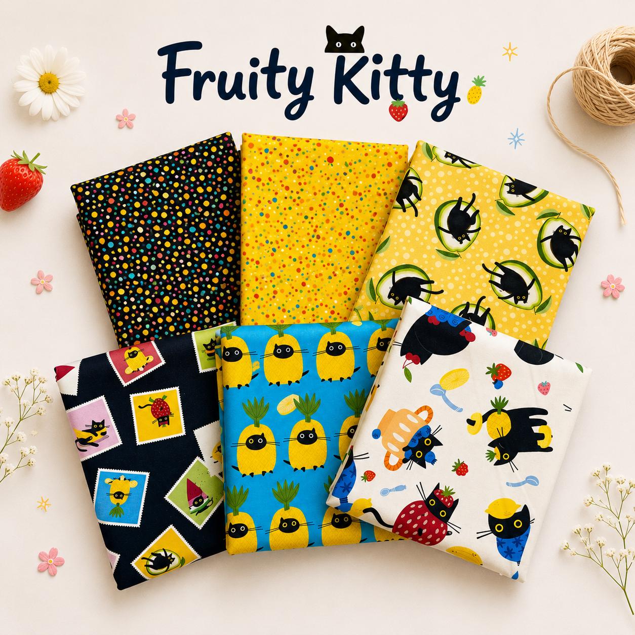 Fruity Kitty 6pc Fat Quarter Bundle