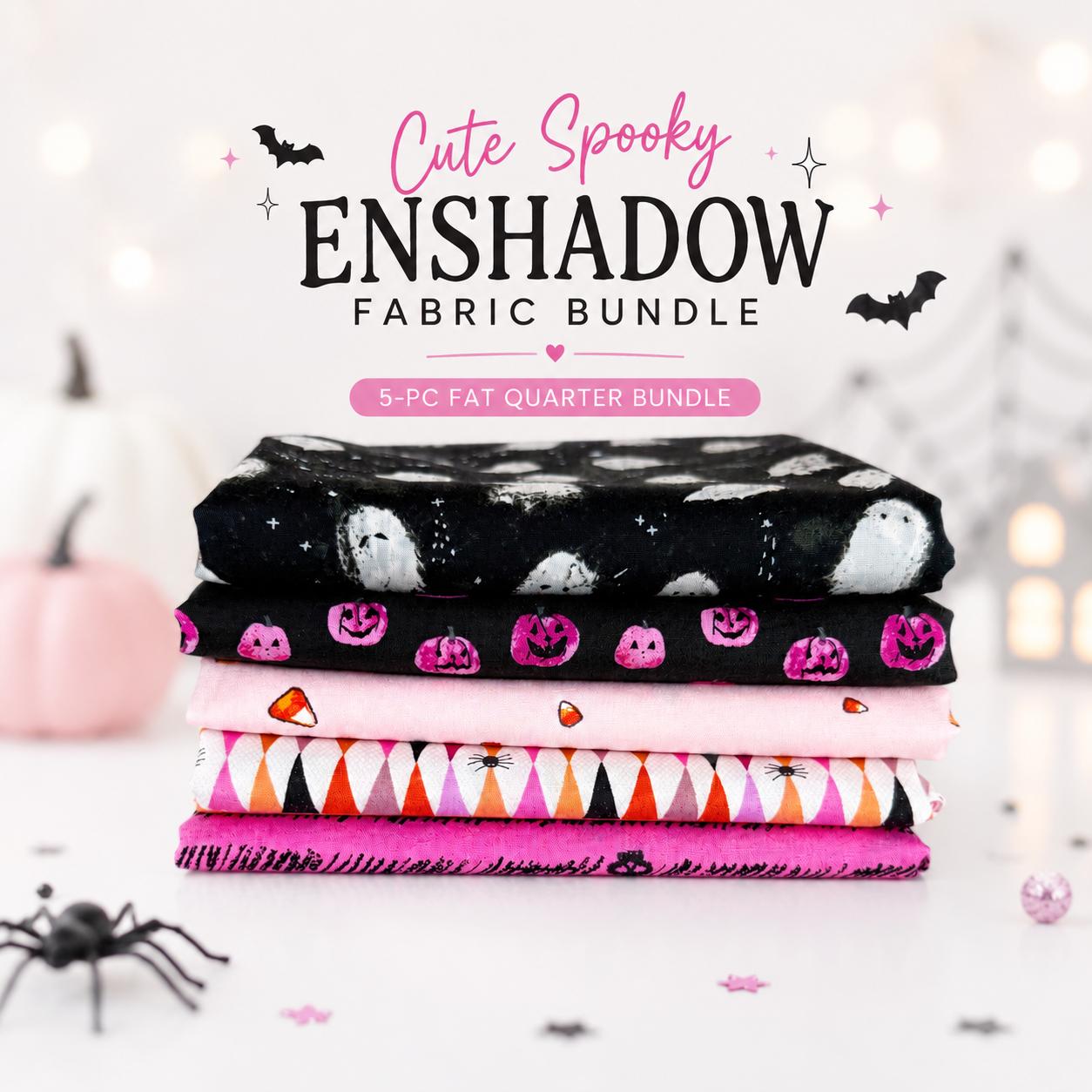 Cute Spooky Enshadow Fabric Bundle | 5pc Fat Quarter Bundle | Pink Halloween AGF Fabric Bundle