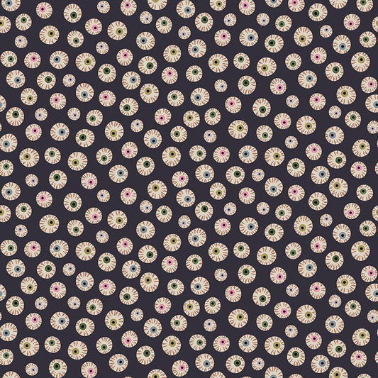 Eye Candy Fabric by Dear Stella | Raven Eyeball Halloween Cotton Fabric | Love At First Bite Spooky Fabric | STELLA D3481 RAVEN