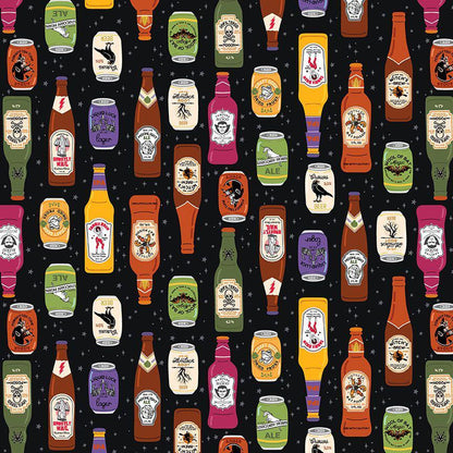 Witches Brew Fabric by Dear Stella | Pick Your Poison Halloween Cotton Fabric | Spooky Potion Bottle Fabric | STELLA D3502 MIDNIGHT