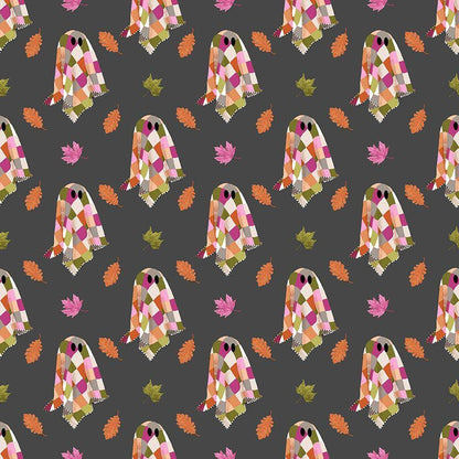 Patchy Fabric by Pammie Jane for Dear Stella | Patchwork Ghost Halloween Fabric | Cute Spooky Cotton Fabric | STELLA DPJ3392 IRON