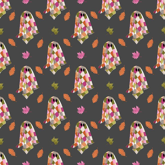 Patchy Fabric by Pammie Jane for Dear Stella | Patchwork Ghost Halloween Fabric | Cute Spooky Cotton Fabric | STELLA DPJ3392 IRON