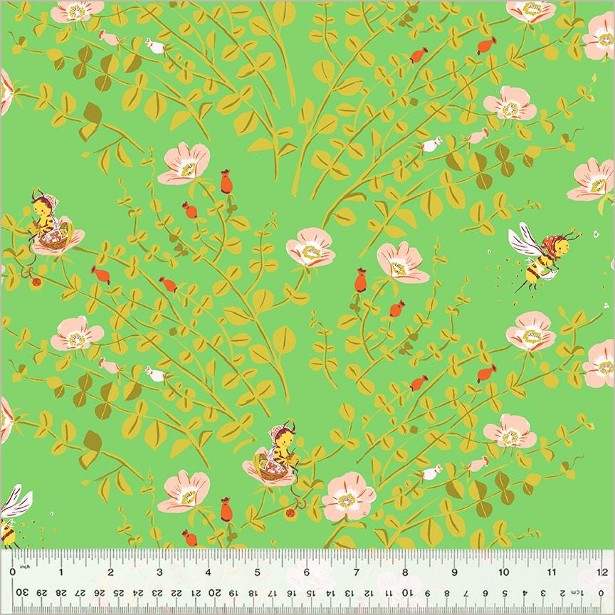Heather Ross Garden & Meadow Fabric Bundle – Studio Edit by Windham Fabrics – Clover Strawberry Bee Mushroom Prints