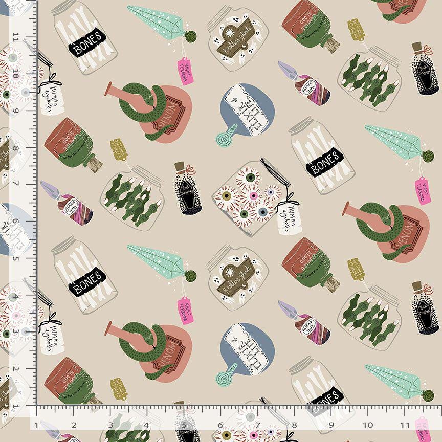 Midnight Spellbook Fabric Bundle | 5pc Fat Quarter or Half Yard Halloween Bundle | Witchy Apothecary Quilt Fabric | Dear Stella Fabrics