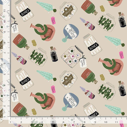 Midnight Spellbook Fabric Bundle | 5pc Fat Quarter or Half Yard Halloween Bundle | Witchy Apothecary Quilt Fabric | Dear Stella Fabrics