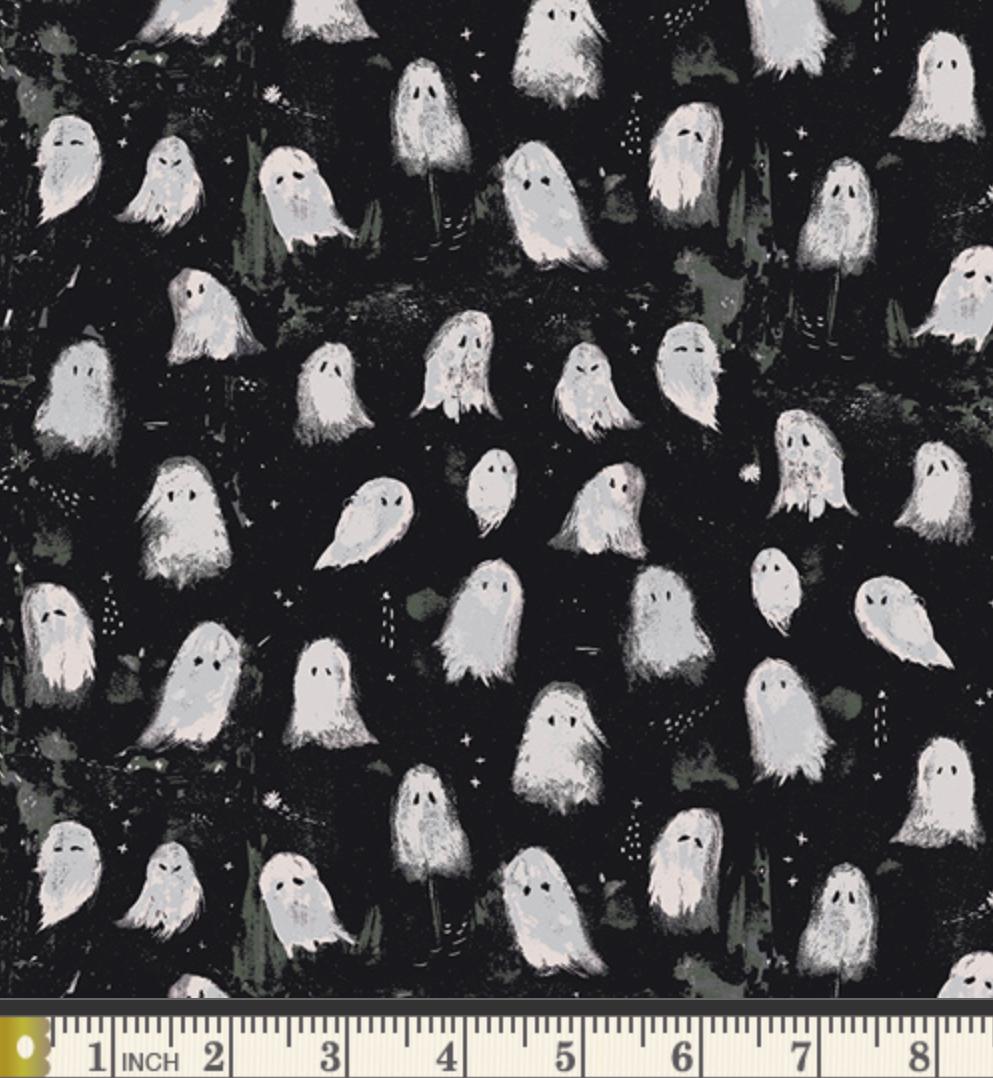 Oh My Ghost Noir ENW-49406 Fabric by Katarina Roccella for AGF | Enshadow Collection Cotton Fabric | Cute Ghost Halloween Fabric