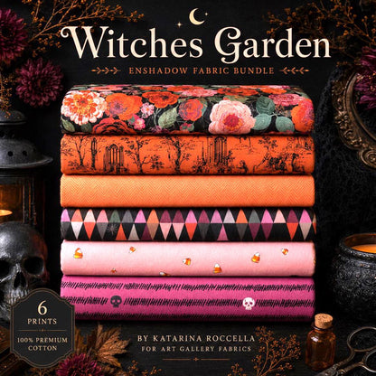 Witches Garden Fabric Bundle | 6pc Fat Quarter or Half Yard Bundle | Enshadow by Katarina Roccella for AGF, Gothic Halloween Quilting Cotton