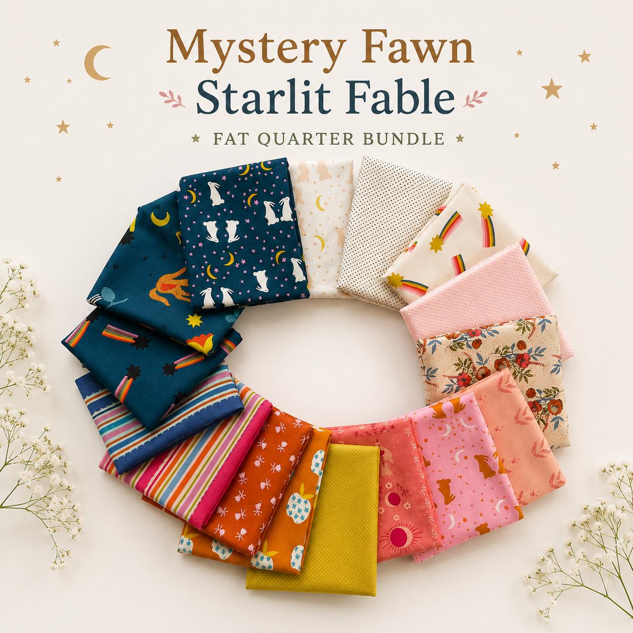 Mystery Fawn Starlit Fable Fat Quarter Bundle – 16 Piece Curated Fabric Bundle – AGF Starling + Mystic Fable Quilting Cotton