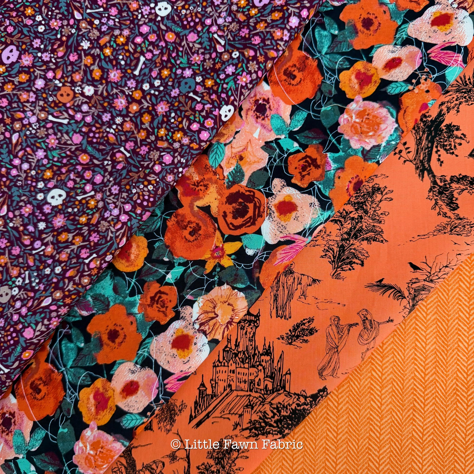 Enshadow Full Collection Bundle | 16pc Fat Quarter Set | Katarina Roccella Fabric Bundle | Art Gallery Fabrics Gothic Halloween Quilt Fabric
