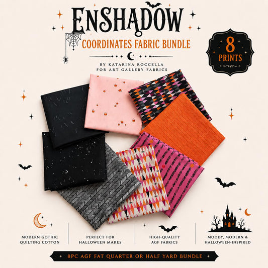 Enshadow Coordinates Fabric Bundle | 8pc AGF Fat Quarter or Half Yard Bundle | Katarina Roccella Modern Gothic Quilting Cotton