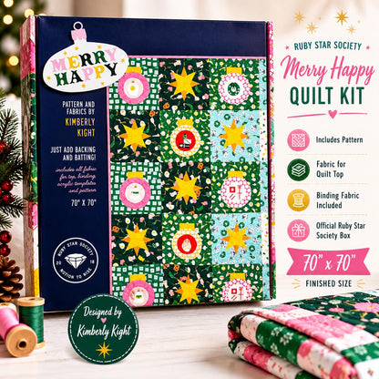 Merry Happy Ornaments Quilt Kit RS3097KIT | Ruby Star Society | Kimberly Kight | Complete Boxed Quilt Kit | 70" x 70" Christmas Quilt
